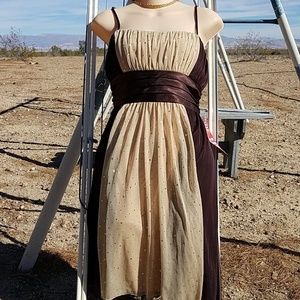 HOLIDAY PARTY PROM DRESS GOLD & BROWN
